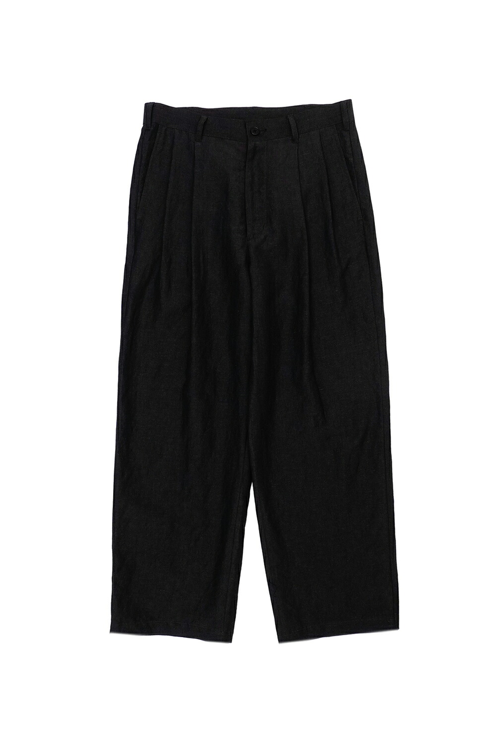 WOOL LINEN 2 TUCK TROUSERS - CHARCOAL (261-60504) Universal Products(ユニバーサルプロダクツ)