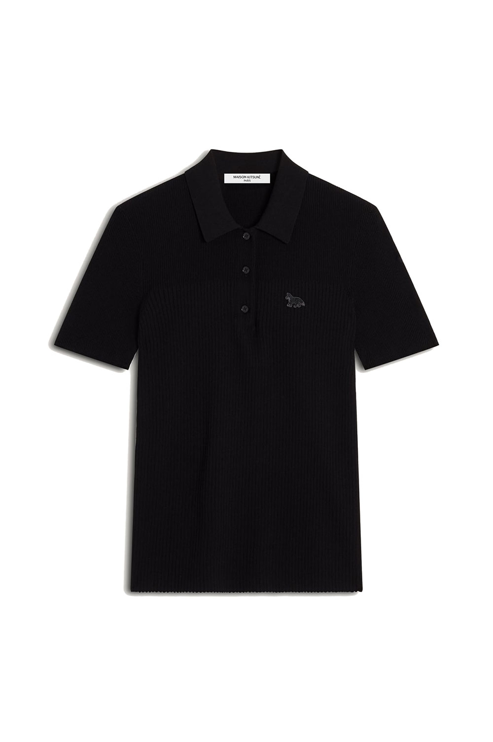 BABY FOX PLEAT RIB POLO - BLACK (QW00202KT1193) Maison Kitsune -Women-(メゾンキツネ)
