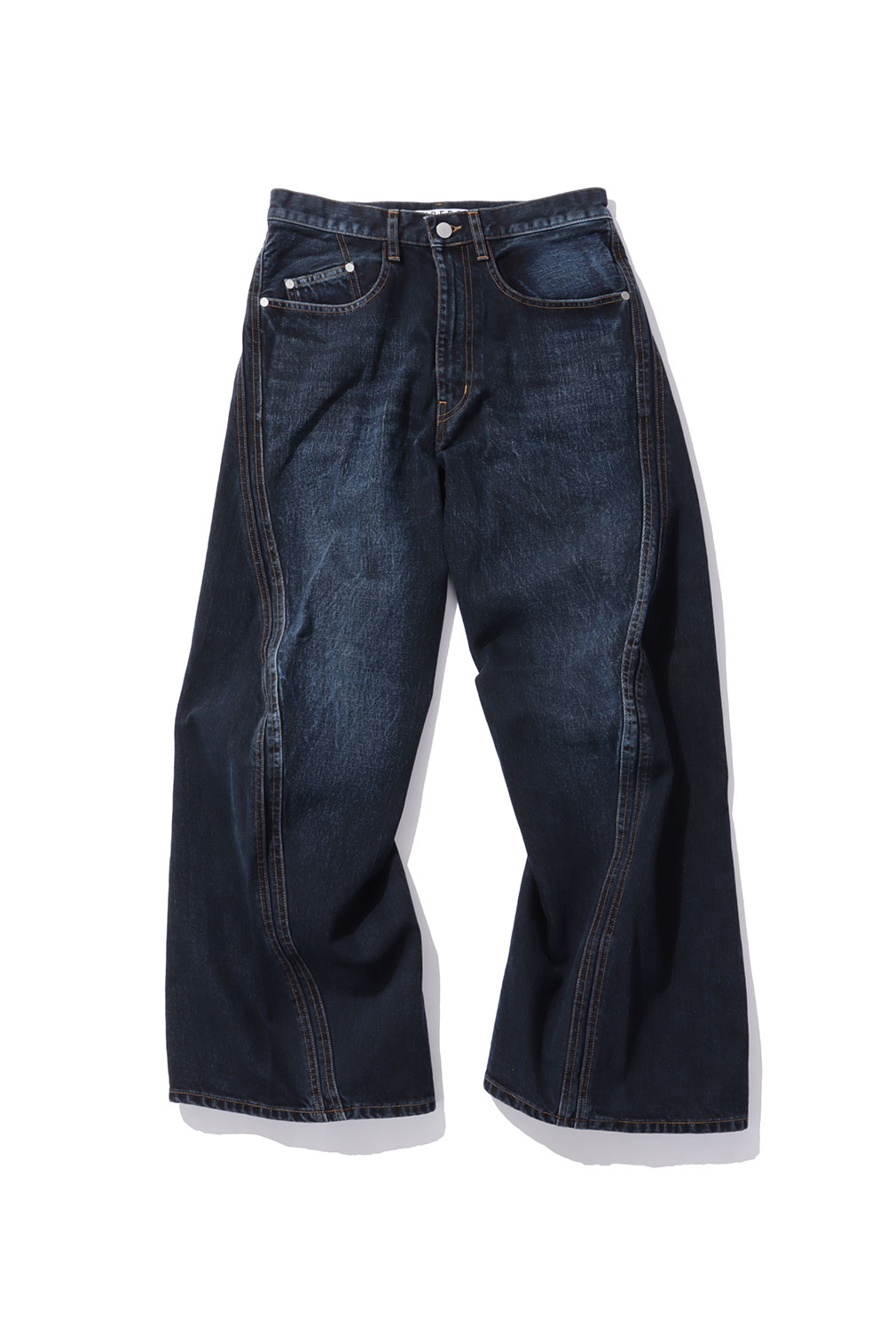 【P10倍】3D TWISTED WIDE LEG JEANS - DARK FADED INDIGO (NF261P15A) NVRFRGT(ネヴァーフォーゲット)