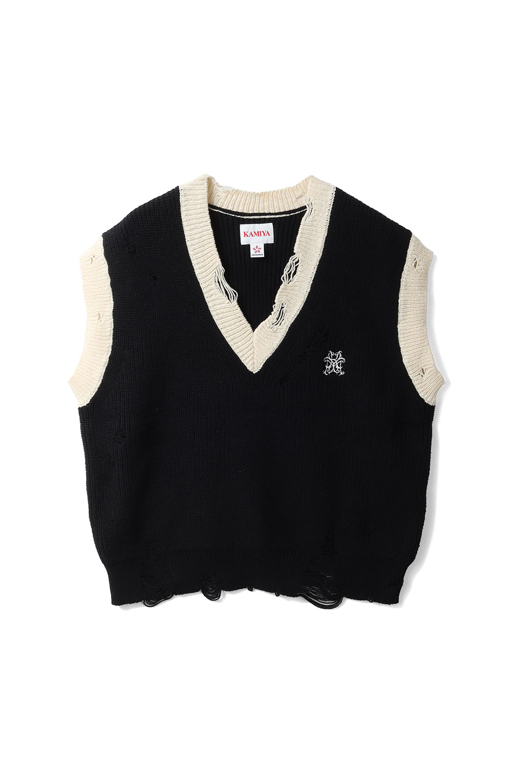 School V-neck Vest - BLACK (G16VT062) KAMIYA(カミヤ)