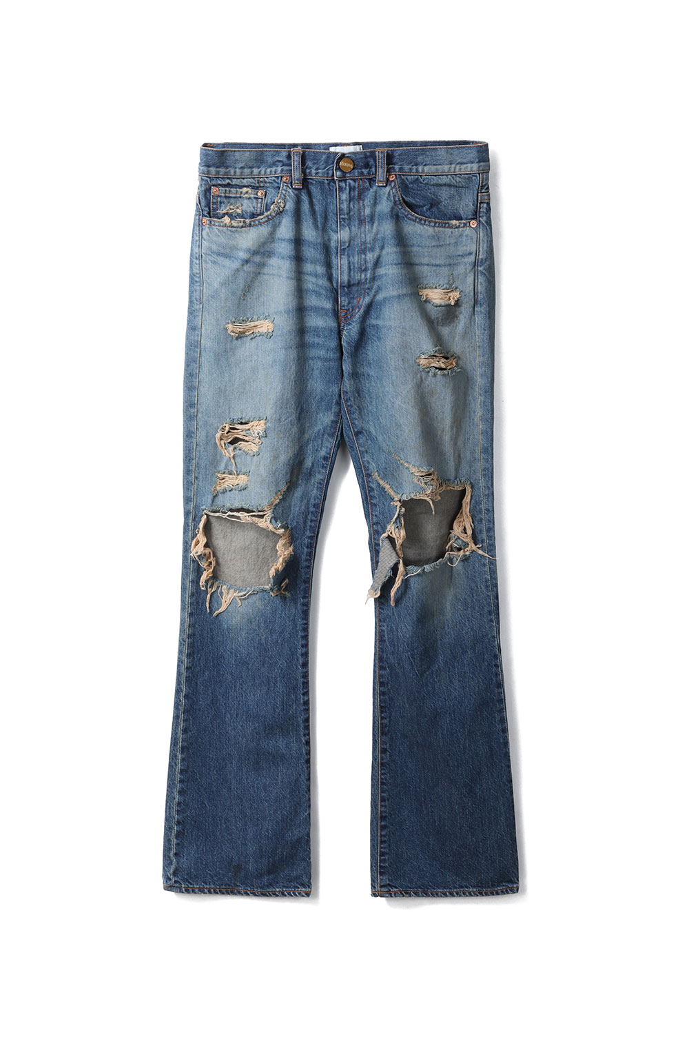 【P10倍】Distressed Slim Bootcut Jeans - INDIGO (G16PT040) KAMIYA(カミヤ)｜Deepinsideinc.Store