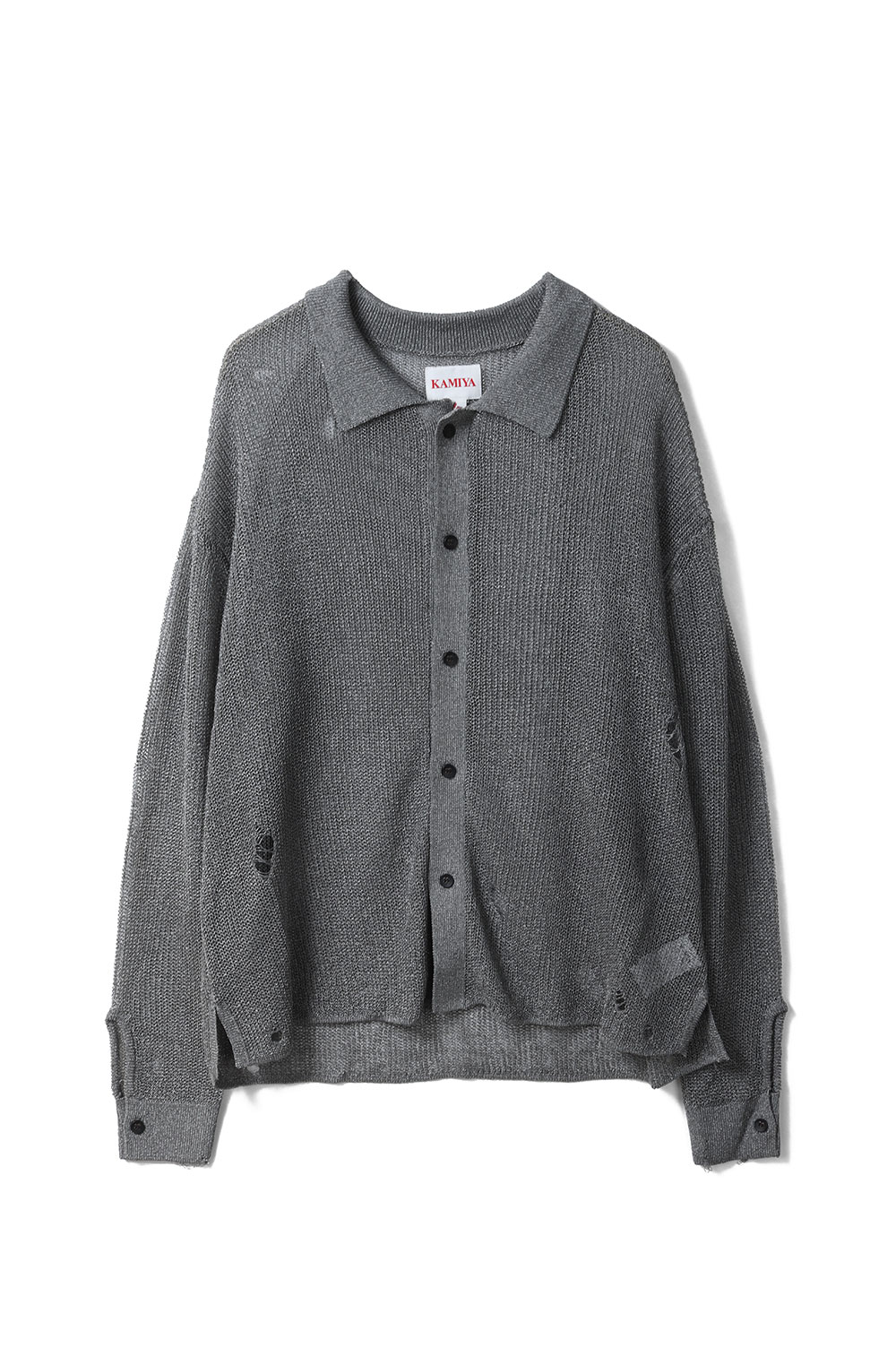 【P10倍】Metallic Knit Shirt - SILVER (G16CD067) KAMIYA(カミヤ)