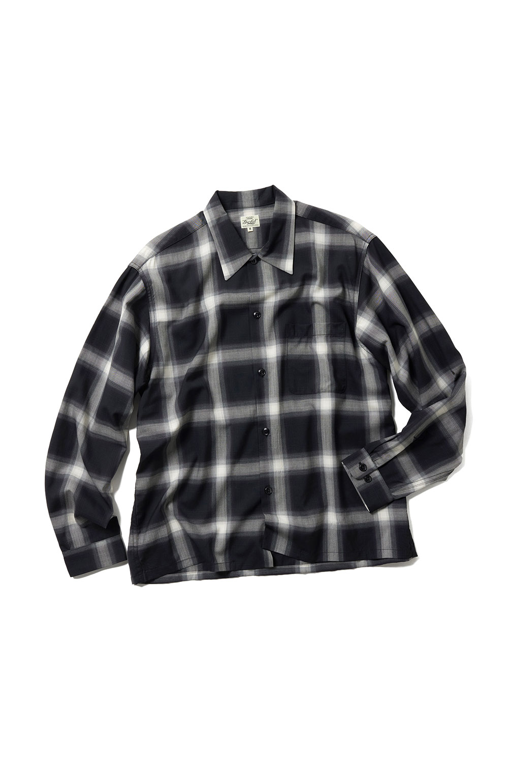【P10倍】WOOL Super 140\u0026#039; TROPICAL OPEN SHIRT - BLACK (GL29647) Gold(ゴールド)