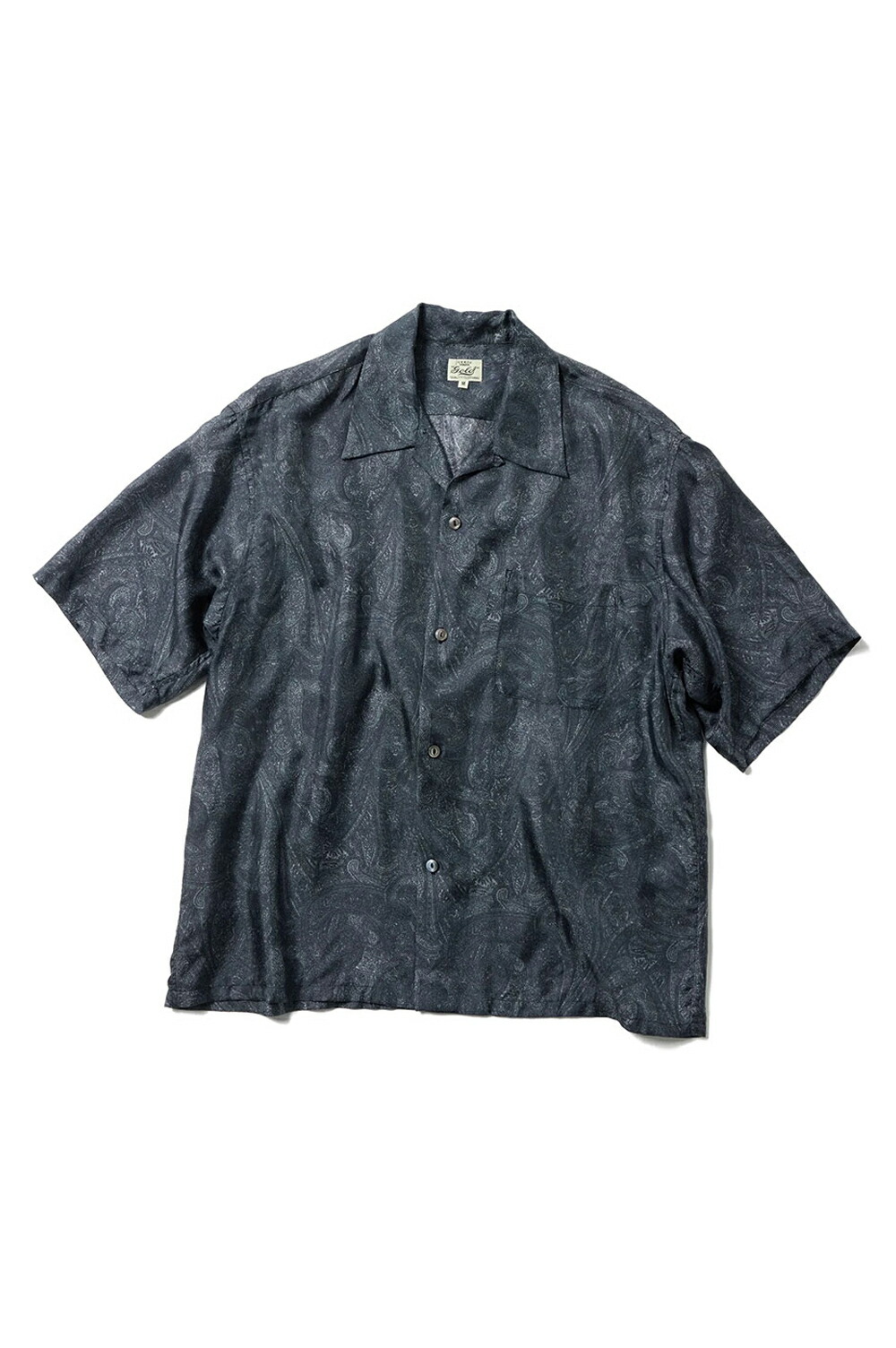 【P10倍】PAISLEY PATTERN SILK TWILL S/S OPEN T-SHIRTS - BLACK (GL39651) Gold(ゴールド)