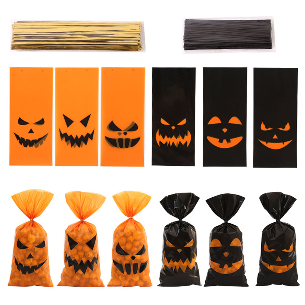 【ポイント10倍！】200枚 ハロウィン お菓子袋 1000枚 200枚 ラッピング 袋 小分け プチギフト キャンディ チョコレート 包装 配る用 バッグ 大量 景品 プレゼント らっぴんぐ ふくろ ギフトバッグ お菓子入れ物 【2柄 1000枚入り】