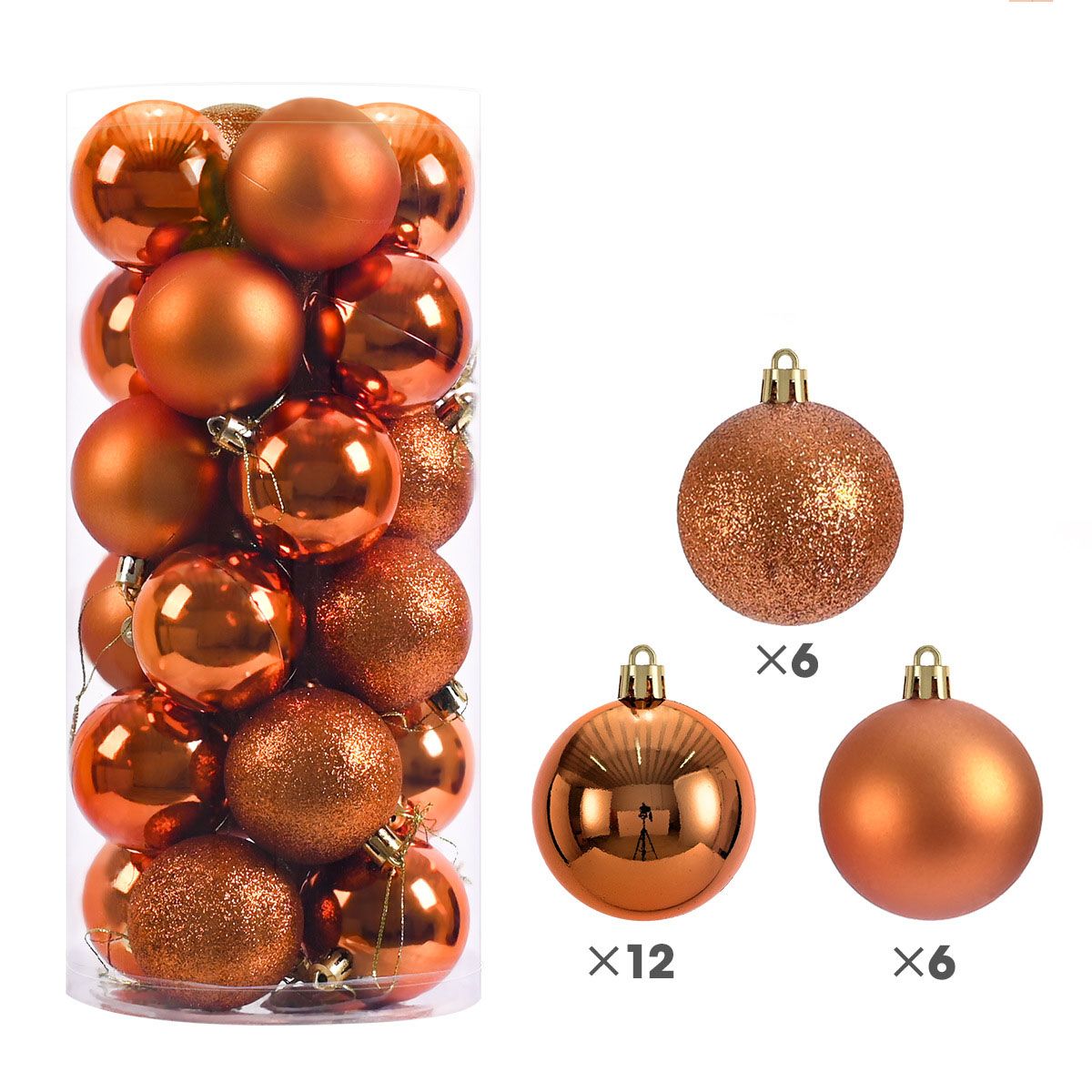 【ポイント10倍！】オレンジ色 24個入り クリスマス オーナメント クリスマス ボール 北欧風 大きめ 豪華 4cm 6cm 8cm 24個入りセット クリスマス 飾り クリスマス ツリー 飾り 飾り付け クリスマス 装飾 クリスマス ボール オーナメント おしゃれ ゴージャス
