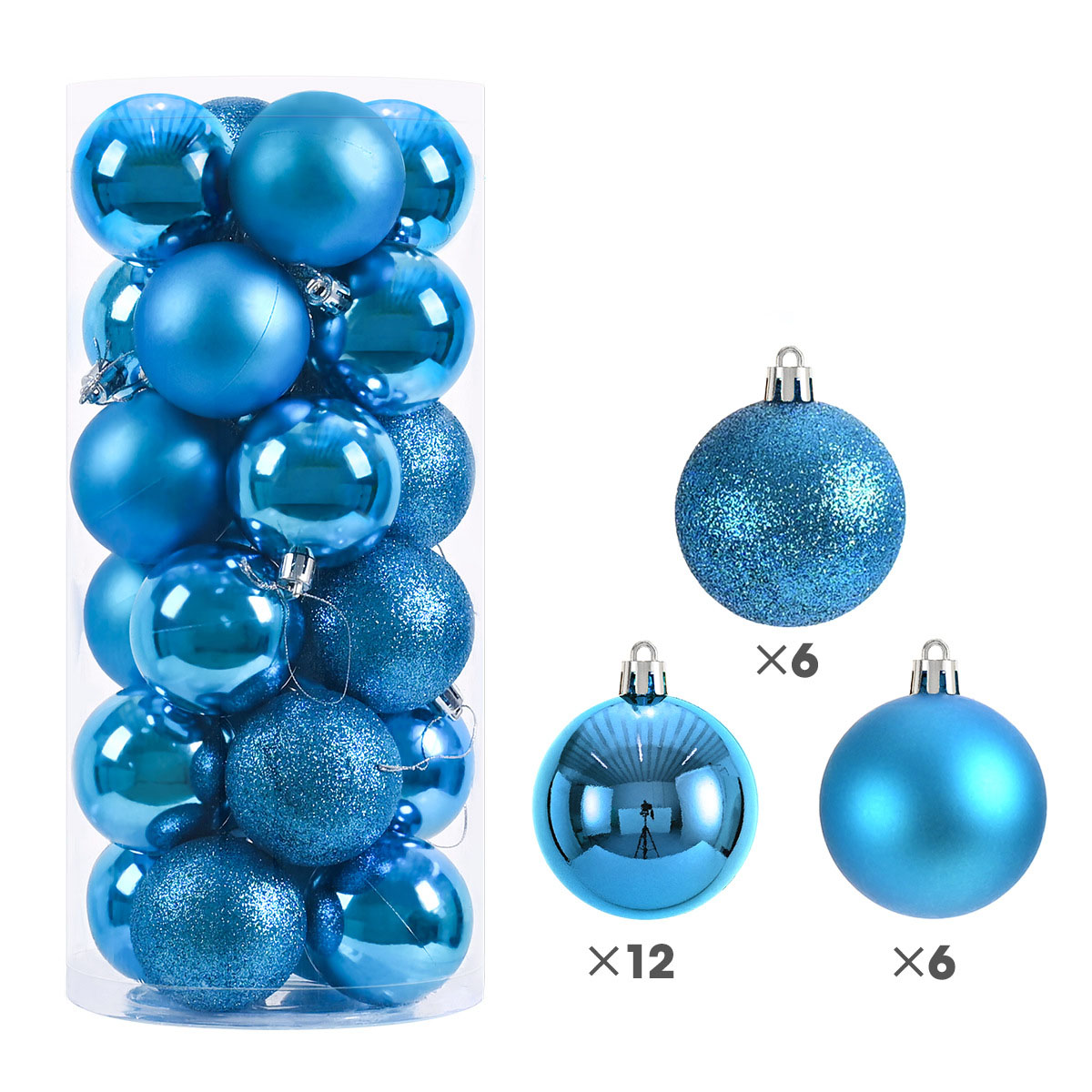 【ポイント10倍！】ブルー 青 24個入り クリスマス オーナメント クリスマス ボール 北欧風 大きめ 豪華 4cm 6cm 8cm 24個入りセット クリスマス 飾り クリスマス ツリー 飾り 飾り付け クリスマス 装飾 クリスマス ボール オーナメント おしゃれ ゴージャス