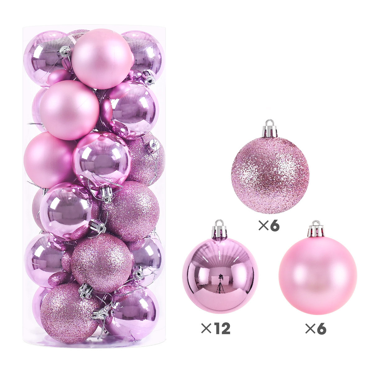 【ポイント10倍！】ピンク 24個入り クリスマス オーナメント クリスマス ボール 北欧風 大きめ 豪華 4cm 6cm 8cm 24個入りセット クリスマス 飾り クリスマス ツリー 飾り 飾り付け クリスマス 装飾 クリスマス ボール オーナメント おしゃれ ゴージャス