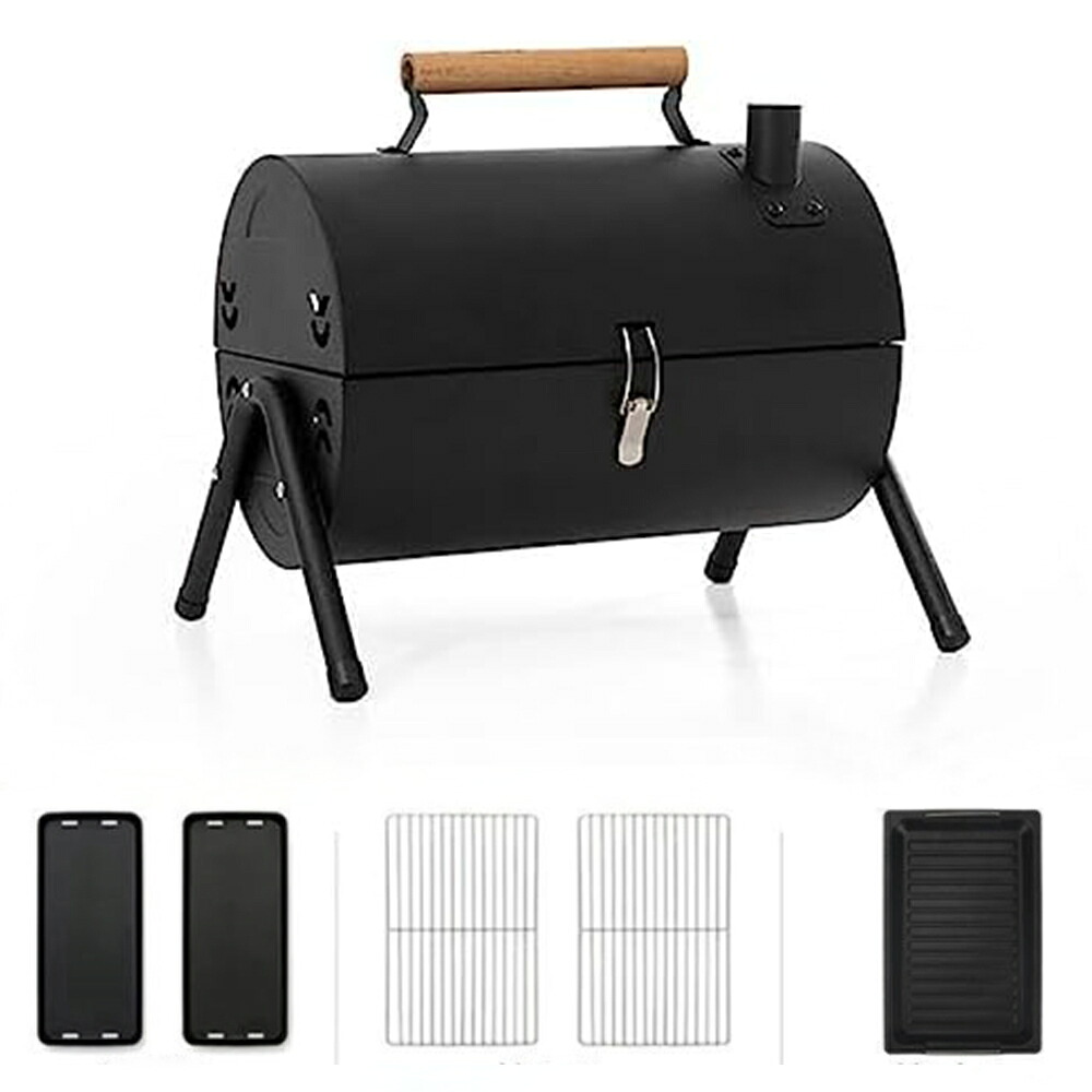 【ポイント10倍！】バーベキューコンロ 焚き火台 bbq コンロ 鉄板付き 網付き アウトドア キャンプ 焼き台 軽量 携帯用 焚火台 蒸し焼き 燻製 コンロ蓋付き ステンレス鋼 2~5人用 バーベキューグリル キャンプ用品 チャコールグリル