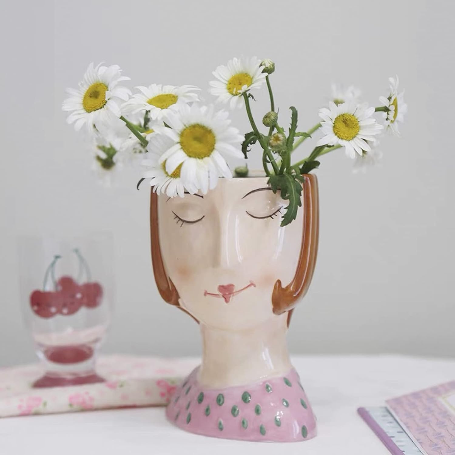 楽天市場】フェイス花瓶 レディヘッド花瓶 セラミック花瓶 人顔花瓶