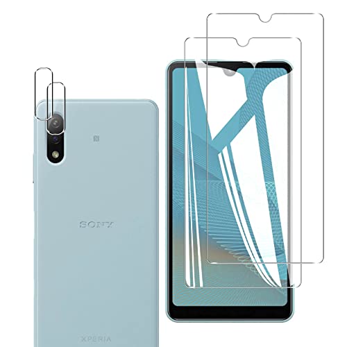 Xperia ace II SO-41B ガラスフィルム (2枚) + レンズ保護フィルム (2枚) フィルム さらさら 強化ガラス so41b液晶保護 硬度9H 飛散防止 指紋防止 耐衝撃 自動吸着 気泡ゼロ 高感度 貼り付け簡単 高透過率 ラウンドエッジ加工 3D Touch対応 送料無料