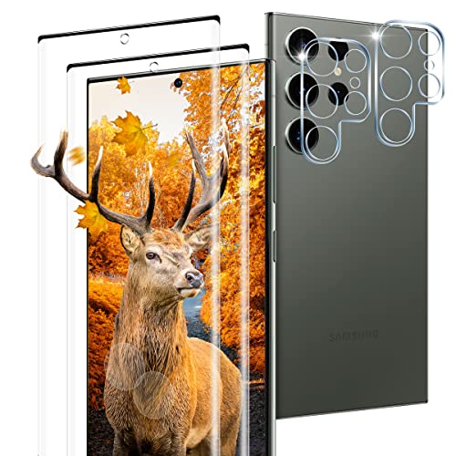 Galaxy S23 Ultra ガラスフィルム 2枚 ギャラクシーS23 Ultra フィルム + 2枚 カメラ保護フィルム 強化ガラス 全面保護フィルム 3D Touch 薄型 飛散防止 高感度 耐衝撃 指紋 汚れ防止 ゼロ気泡 ラウンドエッジ加工 簡単貼り付け 送料無料