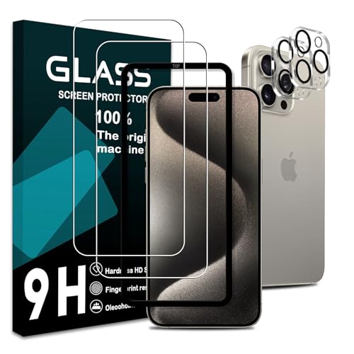 iPhone 15 Promax ガラスフィルム ガイド枠 フィルム (2枚) + レンズ保護フィルム (2枚) ガイド枠付き フィルム さらさら アイフォン15Pro max 液晶保護 硬度9H 飛散防止 指紋防止 耐衝撃 自動吸着 気泡ゼロ 貼り付け簡単 高感度 高透過率 ラウンドエッジ加工...
