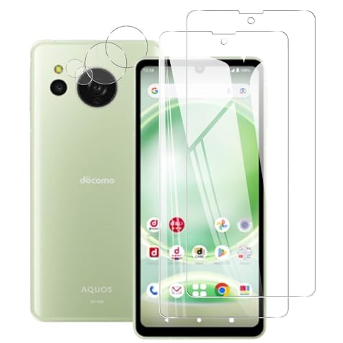 AQUOS Sense 8 ガラスフィルム SH-54D / SHG11 フィルム (2枚) + レンズ保護フィルム (2枚) さらさら 強化ガラス Sense8 液晶保護フィルム 超薄 飛散防止 指紋防止 耐衝撃 自動吸着 気泡ゼロ 貼り付け簡単 高感度 高透過率 ラウンドエッジ加工 3D Touch対応 ...