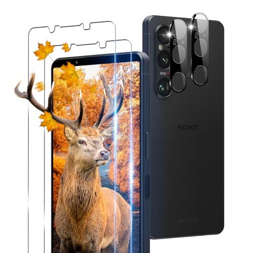 Xperia 1 VI ガラスフィルム 2枚 + 2枚 カメラ保護フィルム エクスペリア 1 VI 強化ガラスフィルム 3D Touch 薄型 飛散防止 高感度 耐衝撃 指紋 汚れ防止 ゼロ気泡 ラウンドエッジ加工 簡単貼り付け 送料無料