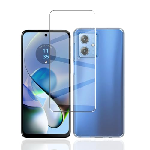 Moto G64 5G / Moto G64y 5G ケース + ガラスフィルム G54 / G64y カバー ソフト TPU 全透明 軽量 衝撃吸収 傷つけ防止 携帯便利 滑り止め 散熱加工 黄変しにくい 硬度9H 高透過率 飛散防止 自動吸着 [1+1枚セット] 送料無料