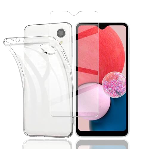 Galaxy A23 5G ケース + ガラスフィルム Galaxy A23 5G カバー ソフト TPU 全透明 軽量 衝撃吸収 傷つけ防止 携帯便利 滑り止め 散熱加工 黄変しにくい 硬度9H 高透過率 飛散防止 自動吸着 [1+1枚セット] 送料無料