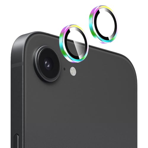 iPhone 16e カメラフィルム レンズ保護フィルム 強化ガラス 極薄 耐衝撃 高透過率 キズ防止 指紋防止 気泡防止 貼り付け簡単 (カラード) [2枚セット] 送料無料