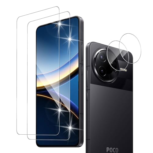 【4枚入り】 Xiaomi POCO F7 Pro / POCO F7 Ultra ガラスフィルム (2枚) + カメラフィルム (2枚) 指紋防止 シャオミ POCOF7 Pro / Ultra フィルム 9H硬度 衝撃保護 透明感良し 撥水撥油 気泡ゼロ 画面保護 + レンズ保護