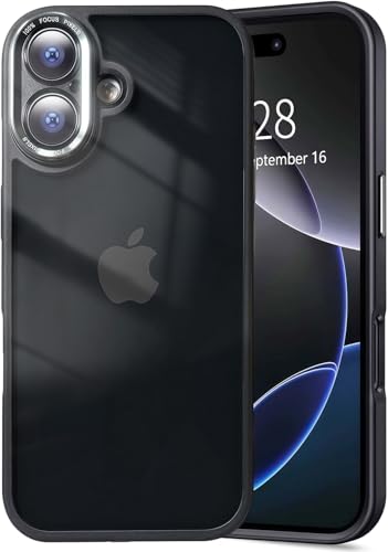 iPhone 16 Plus ケース 衝撃吸収 スマホケース レンズ保護 耐衝撃 軽量 薄型 ソフトエッジ クリアバックパネル ストラップホール付き 6.7インチ 黄変防止 ブラック 送料無料