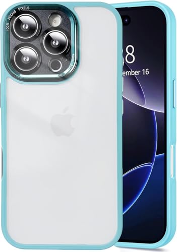 iPhone 16 Pro ケース 衝撃吸収 スマホケース レンズ保護 耐衝撃 軽量 薄型 ソフトエッジ クリアバックパネル ストラップホール付き 6.3インチ 黄変防止 ティール 送料無料