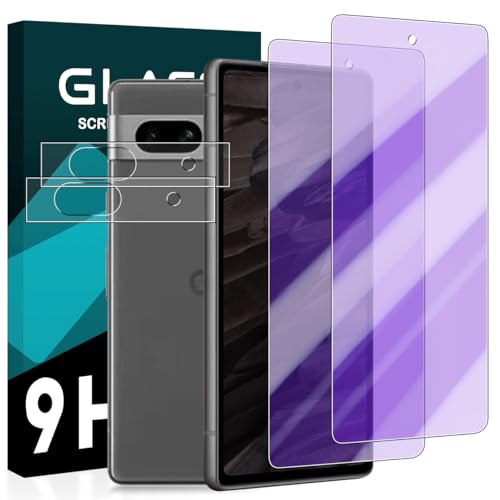 Google Pixel 7a フィルム + レンズ保護フィルム (2+2枚入) Pixel 7A ガラスフイルム ピクセル7A 保護フィルム 3D Touch目の疲れ軽減 目に優しい ブルーライトカット 硬度9H 防指紋 衝撃吸収 高透過率 飛散防止 貼り付け簡単 気泡なし 極薄 送料無料