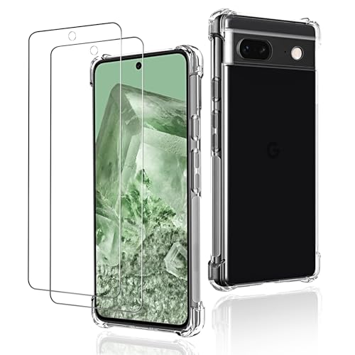 Google pixel 8A ケース クリア (1個)+ ガラスフィルム (2枚) pixel8a 液晶 保護フィルム 気泡ゼロ 飛散防止 耐衝撃 ピクセル8a 透明な背面 スマホケース 透明 TPU カバー 携帯ケース 指紋防止 送料無料