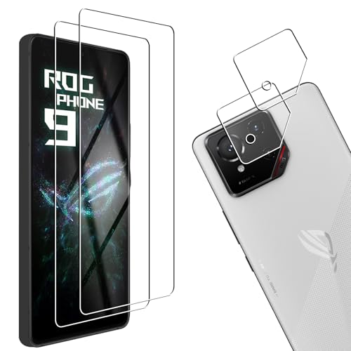 ASUS ROG Phone 9 ガラスフィルム 2枚 + ROG Phone 9 5G レンズ保護フィルム 2枚 ASUS ROG Phone 9 液晶保護フィルム 全面保護 耐衝撃 極薄 気泡ゼロ 指紋防止 貼り付け簡単 送料無料