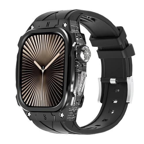 Apple Watch Series 10 46粍ダンス楽隊用御前上等メタルケースバー付き添い人 高耐久 牢固たるな容れもの シリコンストラップiwatch Series 10 46粍三尺帯成人男性用盛りだくさん保護すること取りまかなう