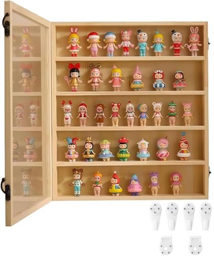 フィギュアケース コレクションケース壁掛け 開き戸 5段 ディスプレイケース 木製 完成品 人形防塵ディスプレイキャビネット 収納ボックス 大容量 ディスプレイケース ディスプレイスタンド（50x9x55cm）｜deer-shop 9,129円