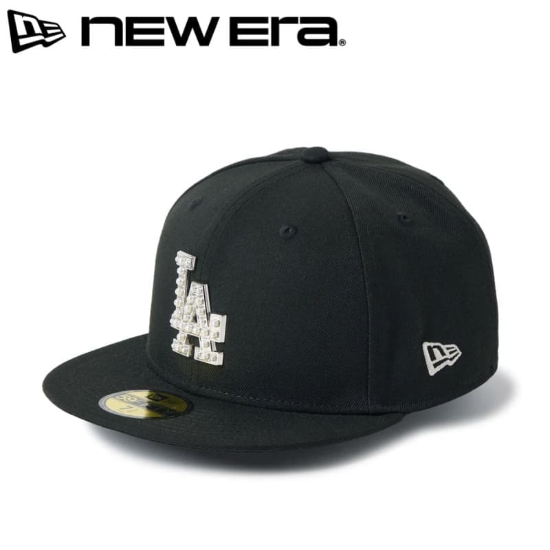 NEWERA ニューエラ 正規品 ロサンゼルス ドジャース LA キャップ CAP 帽子 59FIFTY パール バッジ メタル ロゴ MLB ユニセックス メンズ レディース 黒 ブラック 14745166｜DEF-STORE