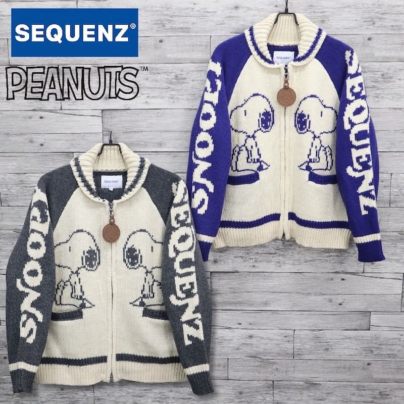 【貨物輸送無料】メンズ おせっかい PEANUTS カウ頤 編み物 プルオーバー アウター SEQUENZ シークエンズ ジャかばい立て 南京豆 南京豆 SNOOPY 文字記号 グッズ レディース ユニ一発やる 米国海軍 薄墨色