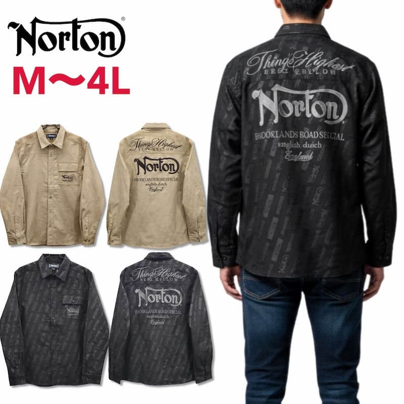 【貨物輸送無料】メンズ Norton ノートン 服 長袖 プルオーバー ポリスウェード フェイクスウェード モノグラム 総柄 刺しゅう 刷り上げる 撥水 はっ水 気が大きい大きさ お召しもの ブランド名 レディース ベージュ 黒黒いこと M L XL 3L 4L