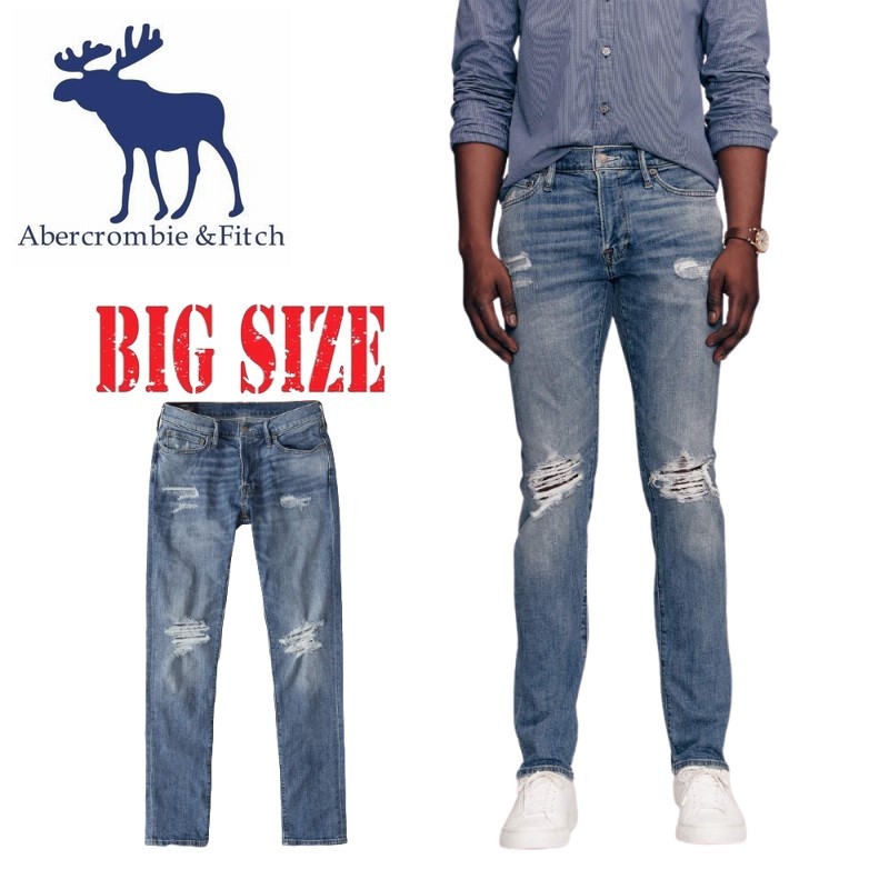 最新人気 アバクロンビー フィッチ Abercrombie Fitch スキニー ジーンズ デニムパンツ ジーパン ストレッチ ダメージ Ripped Super Skinny Jeans W38インチ 大きいサイズ メンズ あす楽 Web限定 Mirasport Pt