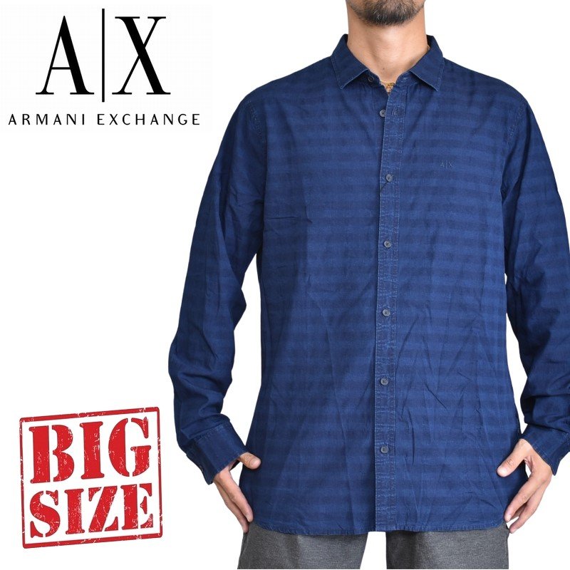 国内最安値 楽天市場 アルマーニエクスチェンジ A X Armani Exchange 長袖シャツ ボーダー シャンブレー ワンポイント Slim Fit Xl Xxl 大きいサイズ メンズ あす楽 Deff大きいサイズメンズ楽天市場店 新着商品 koren Co Il