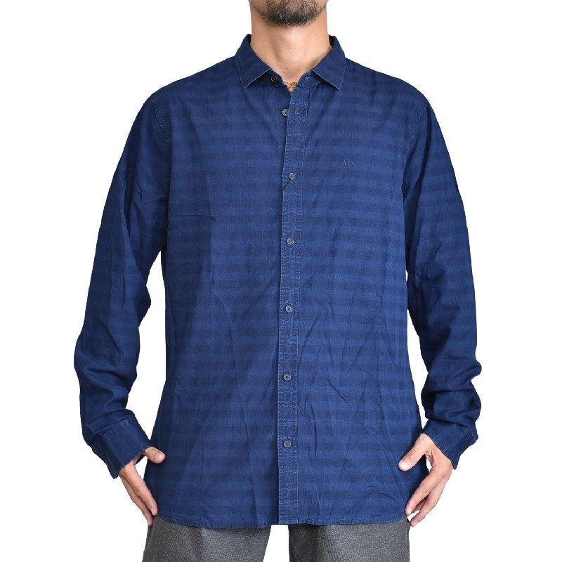 国内最安値 楽天市場 アルマーニエクスチェンジ A X Armani Exchange 長袖シャツ ボーダー シャンブレー ワンポイント Slim Fit Xl Xxl 大きいサイズ メンズ あす楽 Deff大きいサイズメンズ楽天市場店 新着商品 koren Co Il