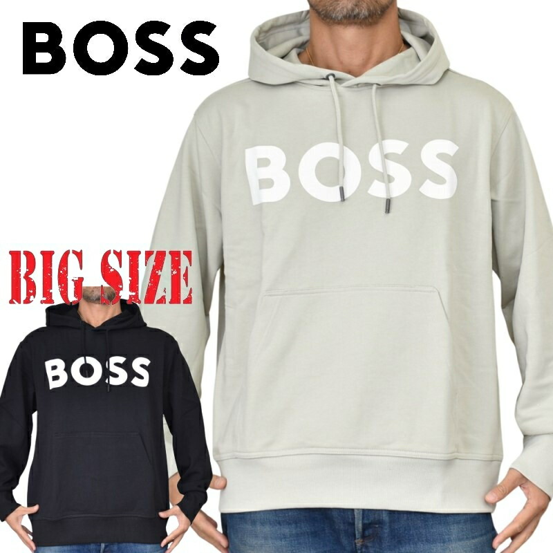 大きいサイズ メンズ BOSS ボス フーディー パーカー スウェット プルオーバー フロントロゴ ブラック XXL XXXL|BigSize DEF 大きいサイズメンズ