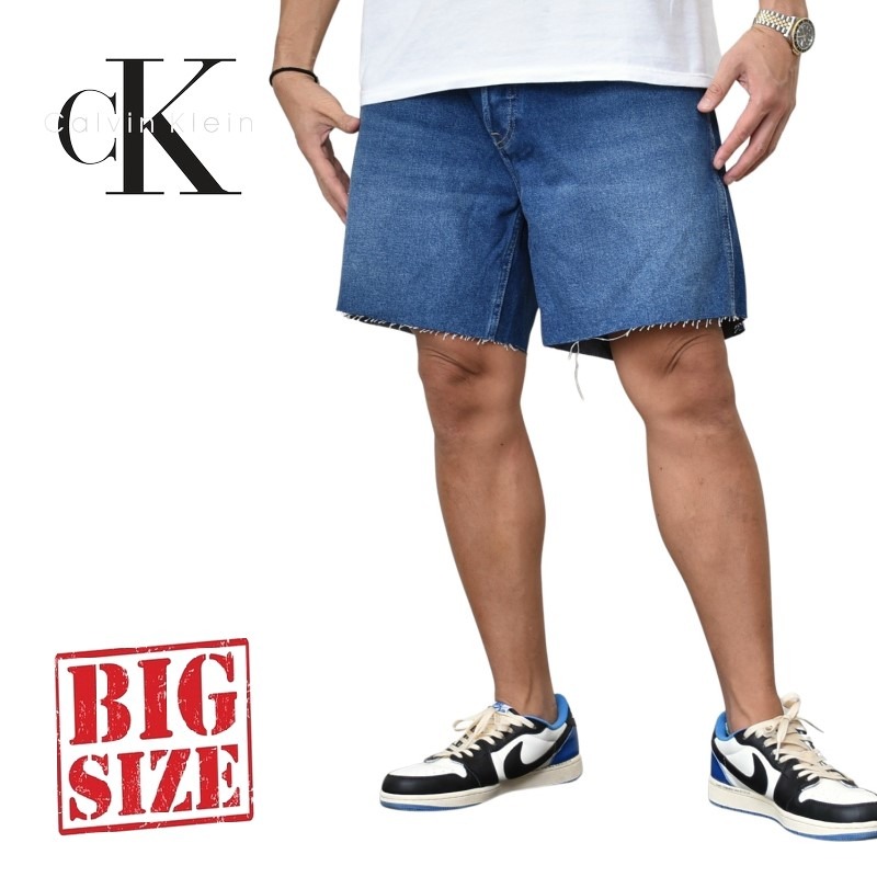 CK カルバンクライン Calvin Klein デニムショーツ ハーフパンツ ハーパン カットオフ 38 40インチ 大きいサイズ メンズ