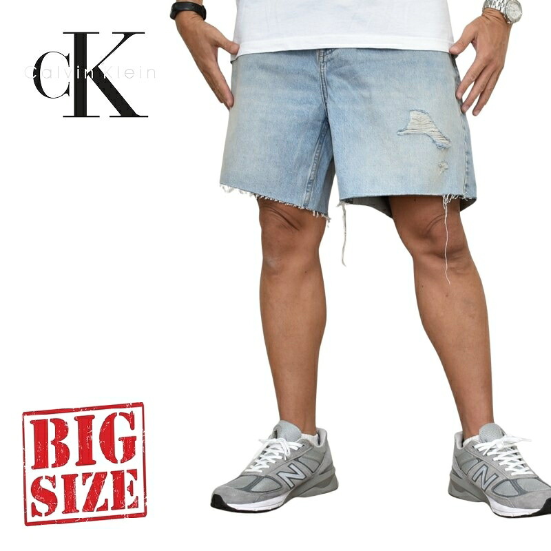 大きいサイズ メンズ CK カルバンクラインジーンズ   Jeans デニムショーツ ハーフパンツ ハーパン カットオフ 40インチ