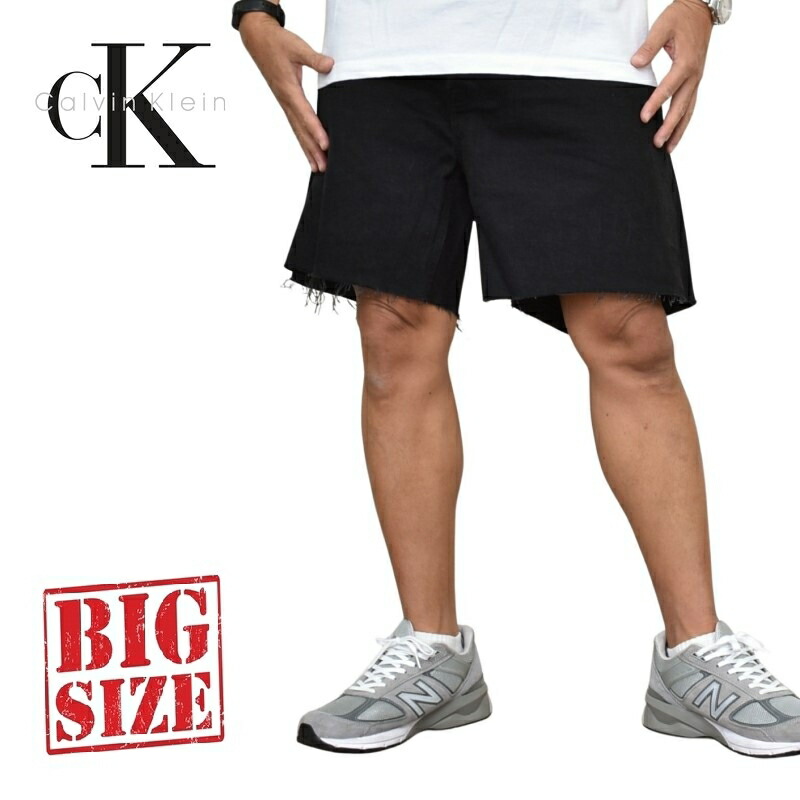 大きいサイズ メンズ CK カルバンクラインジーンズ Calvin Klein Jeans ブラック デニムショーツ ハーフパンツ ハーパン カットオフ 40インチ 7,810円