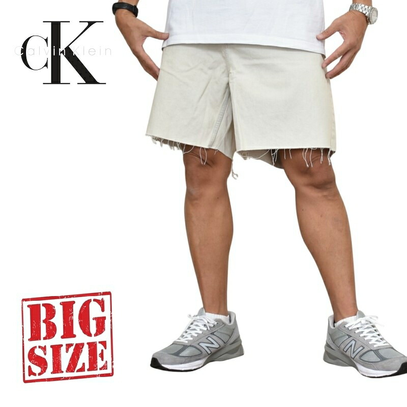 大きいサイズ メンズ CK カルバンクラインジーンズ Calvin Klein Jeans デニムショーツ ハーフパンツ ハーパン カットオフ 40インチ