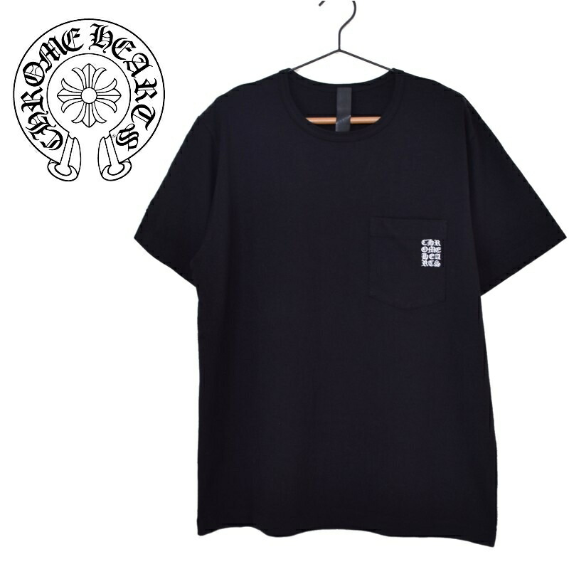 CHROME HEARTS クロムハーツ 半袖 Ｔシャツ 黒 ブラック ポケット Y NOT S/S ワイノット スモールCHクロス刺繍 L