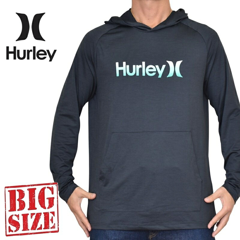 馬鹿でかい大いさ メンズ Hurley ハーレー 向こう正面ロゴタイプ ボンネット 長袖 混雑時差し固める Ｔシャツ 紫外線打つ手 水泳着 スイムウエア USA真似形 LS HOODED RASHGUARD XL XXL