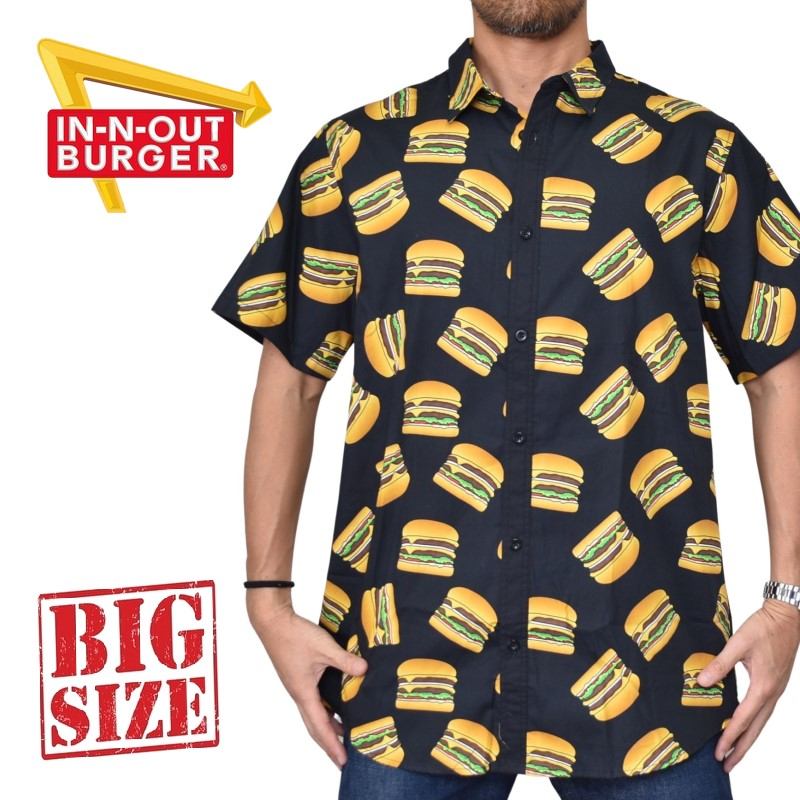 IN-N-OUT BURGER インアンドアウトバーガー オープン半袖シャツ 総柄 アロハ L XL XXL XXXL 大きいサイズ メンズ