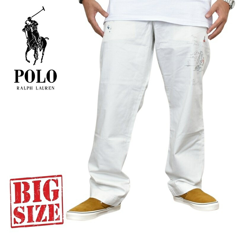 大きいサイズ メンズ ポロラルフローレン POLO RALPH LAUREN チノパンツ コットンパンツ ペイントユーズド加工 40インチ｜BigSize DEF 大きいサイズメンズ 14,850円