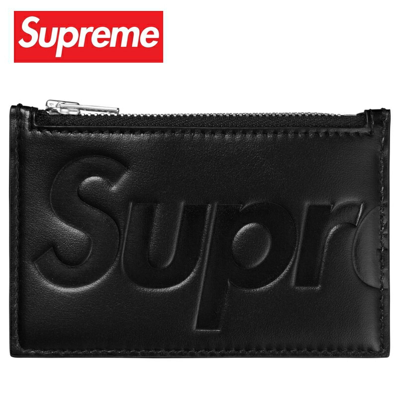 Supreme シュプリーム Leather Zip Card Holder BLACK シュプリーム なめし革 ジップ 歌留多 保持者 黒いこと イタリア製 歌留多容れもの 釣り銭入れ がま口 黒 黒いこと Black