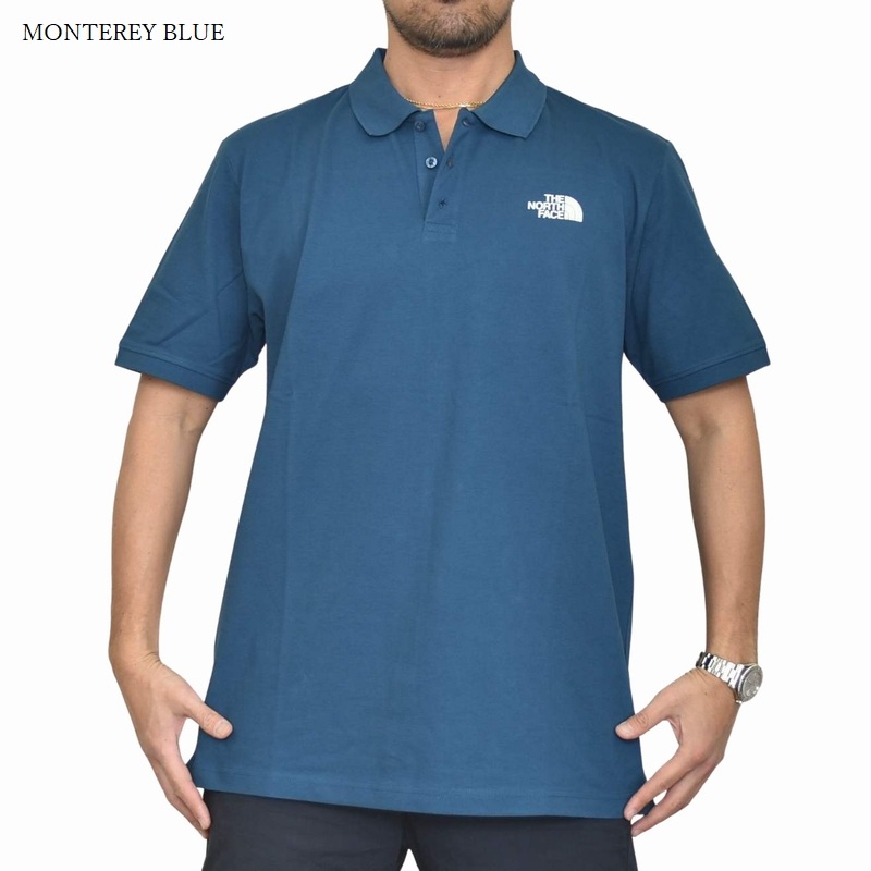 大きいサイズメンズノースフェイスTHENORTHFACE半袖ポロシャツ鹿の子S/Sワンポイントヨーロッパライン海外限定黒ブラックグリーンブルーXLXXL