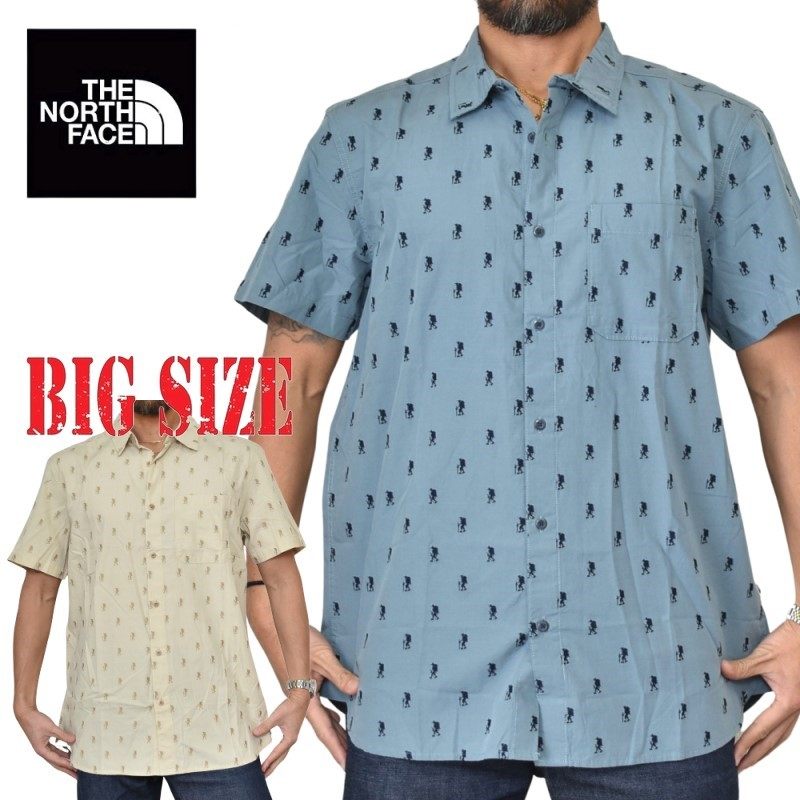 北の方人間の顔 気が大きい大きさ メンズ 総柄 半袖 プルオーバー 胸衣嚢 Baytrail Jacquard Shirt XL XXL THE NORTH FACE USA青写真