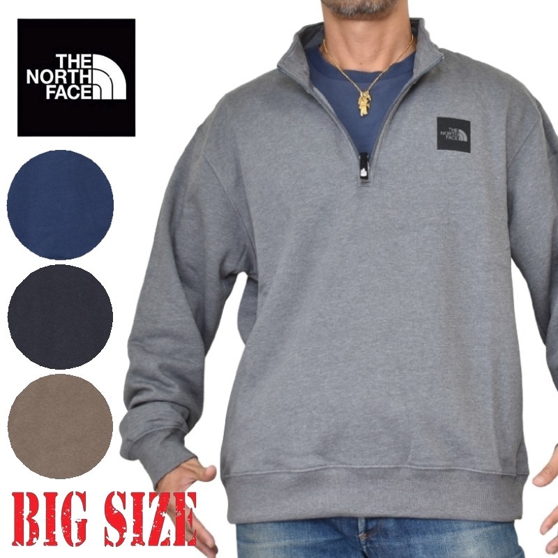 大きいサイズ メンズ ノースフェイス ボックスワンポイント ハーフジップ スウェットシャツ トレーナー USAモデル THE NORTH FACE BOX HALF DOME 1/4 ZIP XL XXL