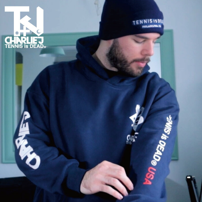 【UKラッパーとのコラボモデル新作】【TENNIS is DEAD USA】メンズ パーカー 裏起毛 テニスイズデッド hoodie +CJ "CHARLIEJ by TENNIS is DEAD" 【FIELDSTYLE 出展ブランド】16-1949|デックス&エルズ